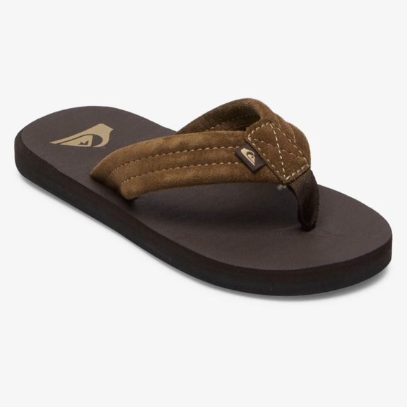 BRAND NEW youth boy quicksilver carver suede flip flops slides sandals 4Y & 6Y - Picture 1 of 5
